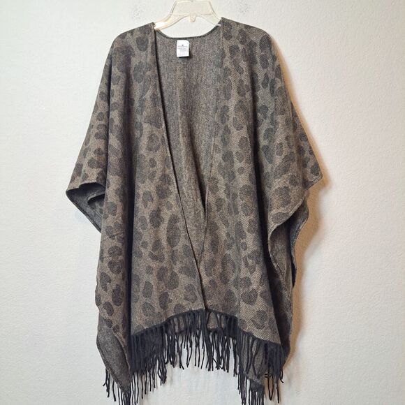 Woolrich Leopard Animal Print Cozy Blanket Wrap Shawl With Fringe Trim One Size - Picture 2 of 8